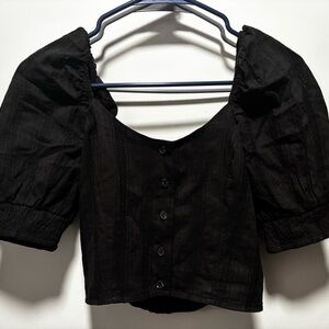 Disturbia Black Puff Sleeve Blouse
